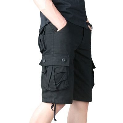 JEsilunmaMY Men's Casual Cargo Shorts Multi-Pocket Outdoor Cotton Jogger Short Pants Workout Running Summer Beach Shorts (Black,33)