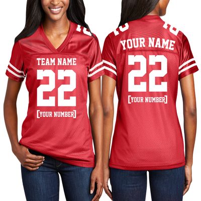 Custom Replica Football Jerseys for Women Front Back Shoulder Add Your Team Name Number Jersey True Red