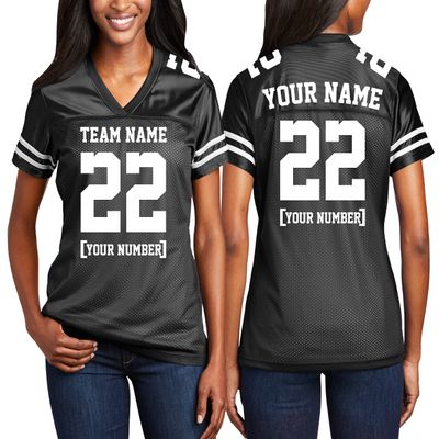 Custom Replica Football Jerseys for Women Front Back Shoulder Add Your Team Name Number Jersey Black
