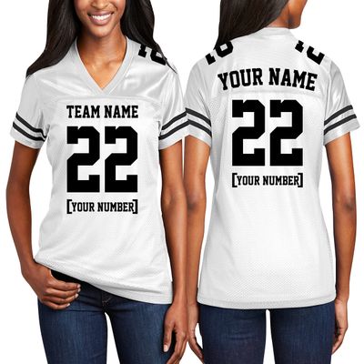 Custom Replica Football Jerseys for Women Front Back Shoulder Add Your Team Name Number Jersey White