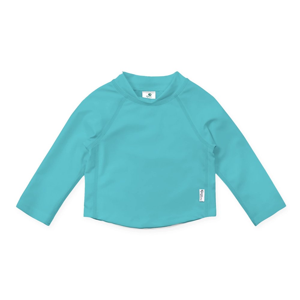 i play. by Green Sprouts Quick-Dry, UPF 50+ Rashguard, 6 mo, Aqua - Solid, STANDARD 100 by OEKO-TEX Certified, No AZO Dyes