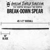 Amazon Jungle Survivor Break-Down Spear | Non-Reflective Finish 2Cr13 Stainless Steel Blade | Textured Steel Shaft | Zippered Carrying Case | Black Oxide Finish | Versatile | 45 1/2" Overall view 2
