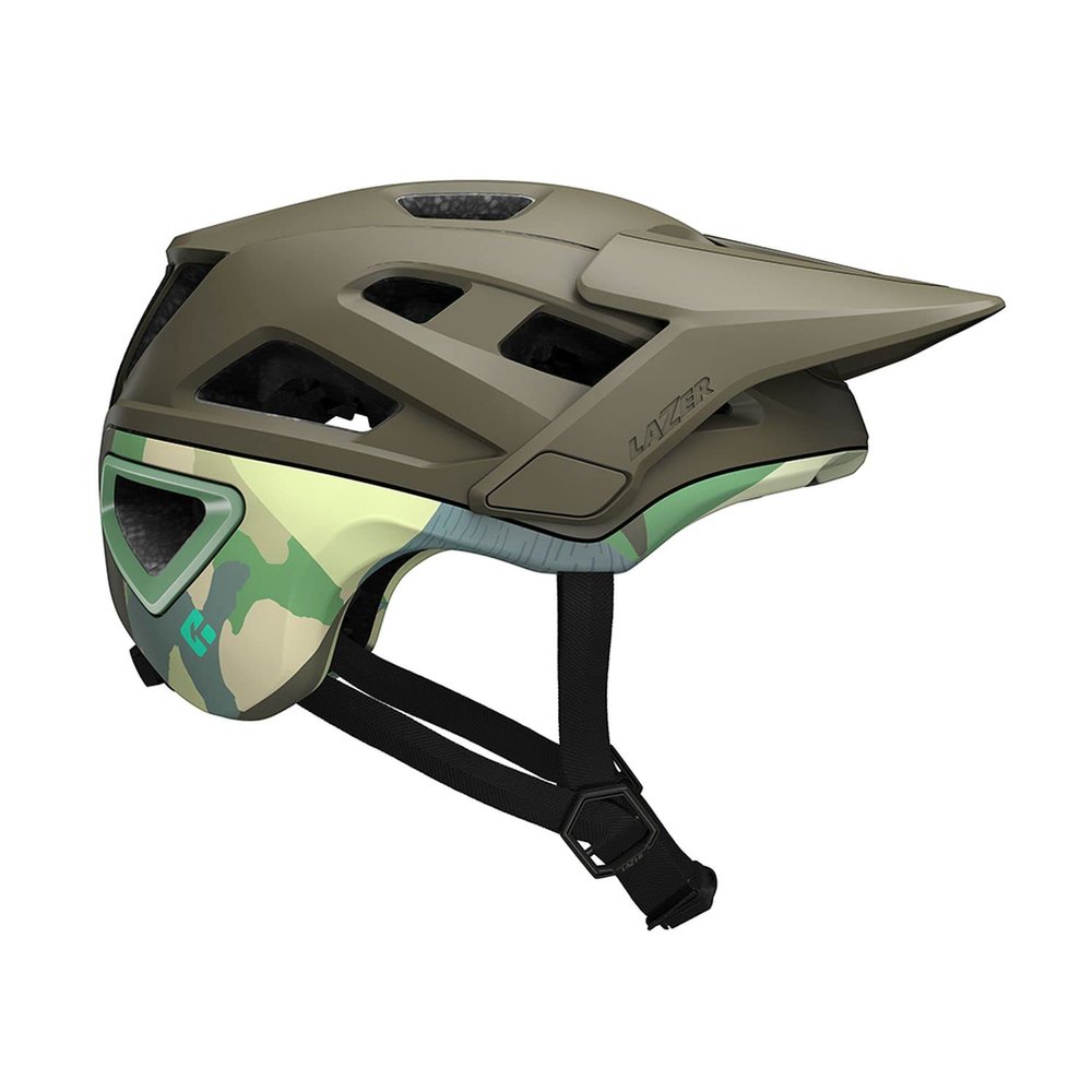 LAZER Jackal KinetiCore Mountain Bike Helmet, Bicycling Gear for Adults, Men & Womens Cycling Head Gear with Visor, Matte Dark Green Camo, Small