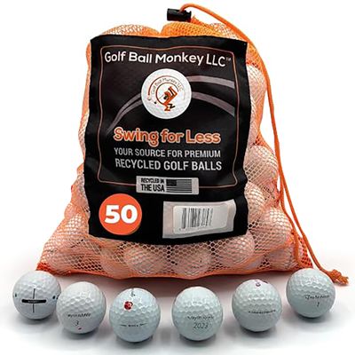 Golf Ball Monkey Recycled Balls for Taylormade Golf Balls Mix 50 Pack- 4A/ Near Mint TP5, TP5X, Project A, Tour Response, Distance Plus, RBZ & Burner Includes Mesh Bag