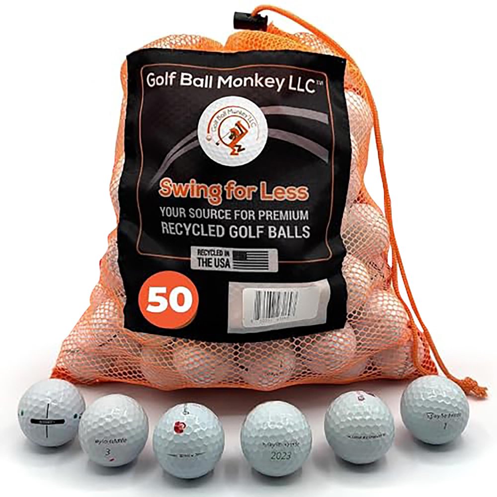 Golf Ball Monkey Recycled Balls for Taylormade Golf Balls Mix 50 Pack- 4A/ Near Mint TP5, TP5X, Project A, Tour Response, Distance Plus, RBZ & Burner Includes Mesh Bag