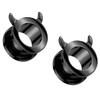 Pierced Owl Black PVD 316L Stainless Steel Devil Horn Rim Screw Fit Tunnel Plugs, Sold as a Pair (6mm (2GA))