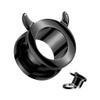 Pierced Owl Black PVD 316L Stainless Steel Devil Horn Rim Screw Fit Tunnel Plugs, Sold as a Pair (6mm (2GA)) view 3