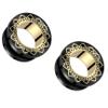 Pierced Owl Black PVD 316L Stainless Steel Gold Filigree Rim Screw Fit Tunnel Plugs, Sold as a Pair (12mm (1/2")) view 1