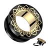 Pierced Owl Black PVD 316L Stainless Steel Gold Filigree Rim Screw Fit Tunnel Plugs, Sold as a Pair (12mm (1/2")) view 3