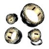 Pierced Owl Black PVD 316L Stainless Steel Gold Filigree Rim Screw Fit Tunnel Plugs, Sold as a Pair (12mm (1/2")) view 4