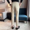 Men's Stylish Slim Fit Dress Pant Casual Straight Leg Suit Pant Breathable Business Skinny Tapered Trouser (Khaki,38) view 2