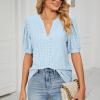Vifucz Sky Blue Women's Short Sleeve Shirts Casual Fashion Cotton Linen Printed Short Shirt Sleeveless Golf Shirts XX-Large view 2