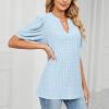 Vifucz Sky Blue Women's Short Sleeve Shirts Casual Fashion Cotton Linen Printed Short Shirt Sleeveless Golf Shirts XX-Large view 3