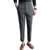 Men's Stylish Slim Fit Dress Pant Casual Straight Leg Suit Pant Breathable Business Skinny Tapered Trouser (Dark Grey,33) view 1
