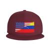 American Venezuela Combined Flag Baseball Cap for Men Women Adjustable Trucker hats Vintage Washed Dad hat Gifts Dark Red view 3