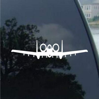 A10 Thunderbolt Plane Warthog Vinyl Sticker Decal (8", White)
