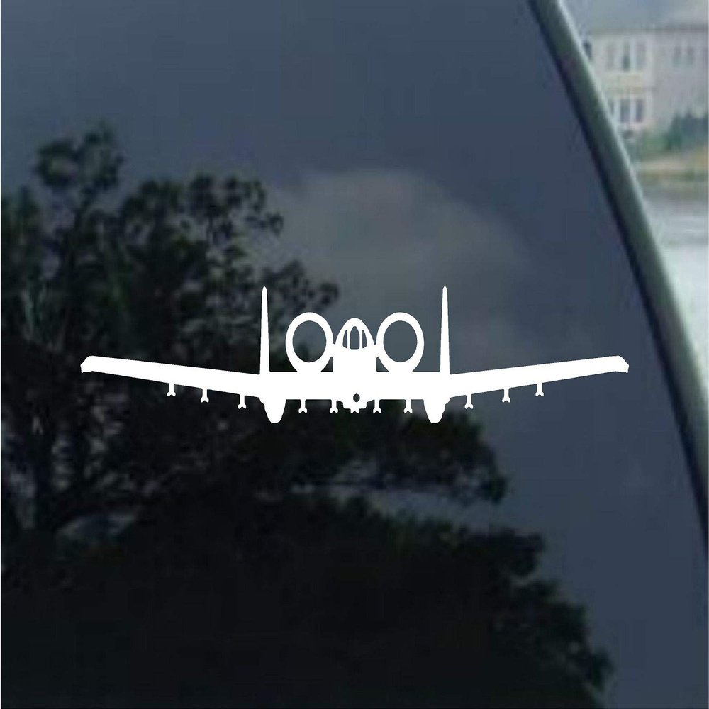 A10 Thunderbolt Plane Warthog Vinyl Sticker Decal (8", White)