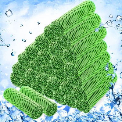 Hosuly 30 Pack Cooling Towels, 40"x12" Ice Breathable Chilly Sweat Rag Microfiber Workout Rags for Gym Towels for Neck and Face for Yoga Golf Sport Running(Bright Green)