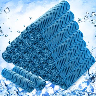 Hosuly 30 Pack Cooling Towels, 40"x12" Ice Breathable Chilly Sweat Rag Microfiber Workout Rags for Gym Towels for Neck and Face for Yoga Golf Sport Running(Light Blue)