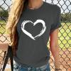 Women Love Heart Graphic Tees Shirt Short Sleeve Tops Tshirts Regular Fit Tunic Blouse Cute Funny Gift Clothes 2023 view 2