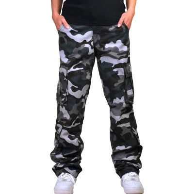 JEsilunmaMY Multi-Pocket Cargo Pants for Men Mid Waist Outdoor Military Army Cotton Pants Loose Slacks Hiking Camo Pants (Blue,30)