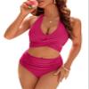 Blooming Jelly Womens Tummy Control Bathing Suits Push Up High Waisted Bikini Sets Two Piece Swimsuit (Small, Rose Red) view 1