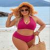 Blooming Jelly Womens Tummy Control Bathing Suits Push Up High Waisted Bikini Sets Two Piece Swimsuit (Small, Rose Red) view 4