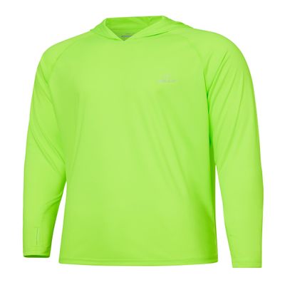 Willit Men's Sun Shirts UPF 50+ Rash Guard Long Sleeve Sun Protection Hoodie SPF UV Fishing Lightweight Athletic Running Fluorescent Green L