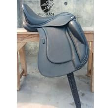 WILD RACE Leather Dressage Doubleflap Changeable Gullets Saddle (17.5", Black)