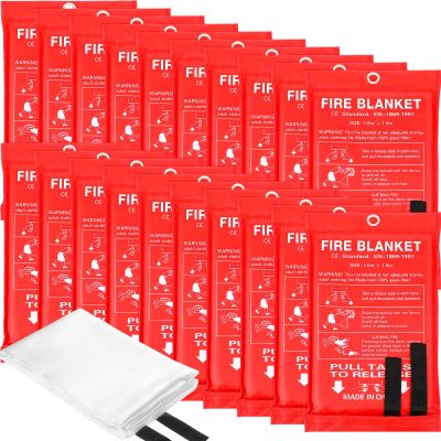 Macarrie 20 Pack 39 x 39 Fire Blanket Emergency for Home and Kitchen Safety Suppression Blanket Fiberglass Fireproof Survival for Fireplace Car Office Camping (Red)