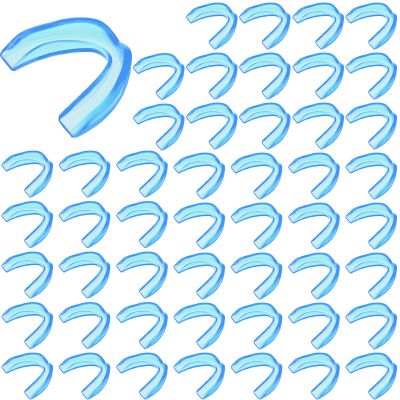 Kathfly 50 Pcs Football Mouth Guards Bulk Sports Mouth Pieces Protection Silicone Athletic Braces Football Accessories Teeth Armor Adult Teenager Teeth Armor for Boxing Basketball Hockey(Blue)