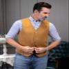 Garqia Clyon Men's Cowboy Suede Leather Vest Western Vest Cowhide Suede Waistcoat for Men(DarkGreen,XL) view 2