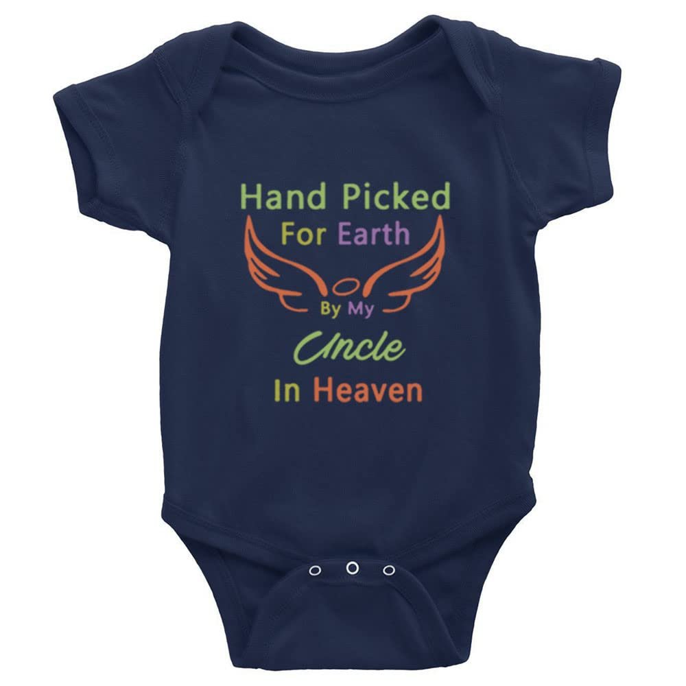 Hand Picked by My Uncle in Heaven Cute Baby Bodysuit Short Sleeve Romper Breathable Jumpsuit D-Navy