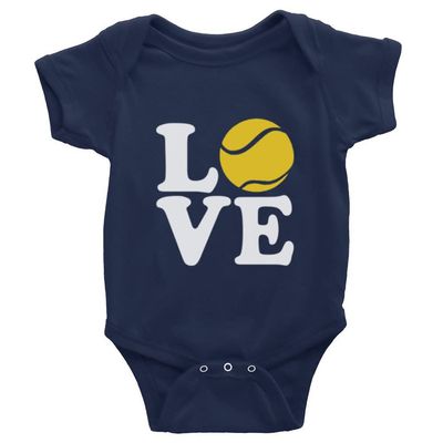 Yeavomeny Love Tennis Boy Girl Cotton Bodysuit Short Sleeve Unisex Infant Rompers Bodysuit D-Navy