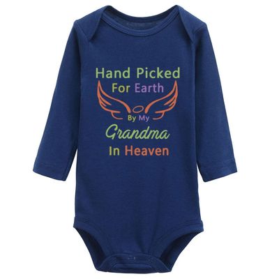 Hand Picked by My Grandma in Heaven Funny Unisex Newborn Bodysuit Infant Baby Long Sleeve Bodysuit