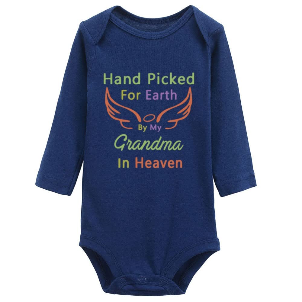 Hand Picked by My Grandma in Heaven Funny Unisex Newborn Bodysuit Infant Baby Long Sleeve Bodysuit