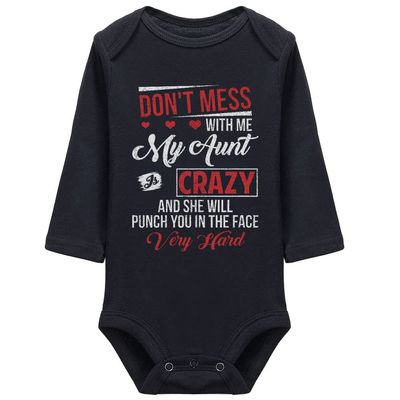Yeavomeny Dont Mess With Me My Aunt Is Crazy Infant Bodysuit Climbing Long Sleeve bodysuit One-Piece Jumpsuit Outfits