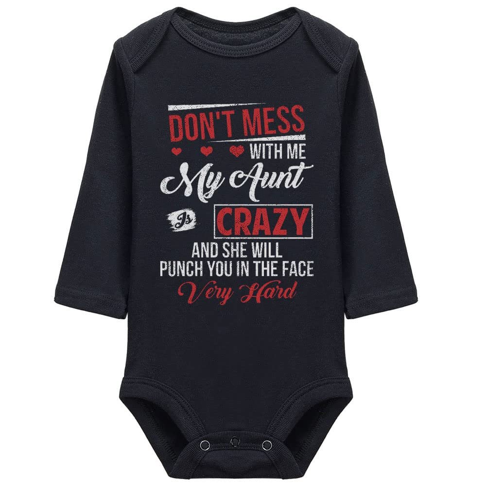 Yeavomeny Dont Mess With Me My Aunt Is Crazy Infant Bodysuit Climbing Long Sleeve bodysuit One-Piece Jumpsuit Outfits