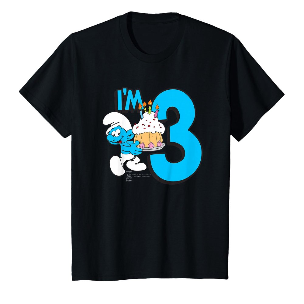 Kids The Smurfs Birthday I'm 3 T-Shirt