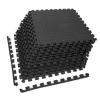 Tangkula 12 Tiles Exercise Flooring Mats with Border, Non-Slip EVA Foam Protective Mats, Elastic Puzzle Play Mats, 1/2" Interlocking Floor Mats for Home Gym, Fitness Room, Workshop Equipment (Black) view 1