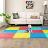 Tangkula 12 Tiles Exercise Flooring Mats with Border, Non-Slip EVA Foam Protective Mats, Elastic Puzzle Play Mats, 1/2" Interlocking Floor Mats for Home Gym, Fitness Room, Workshop Equipment view 2