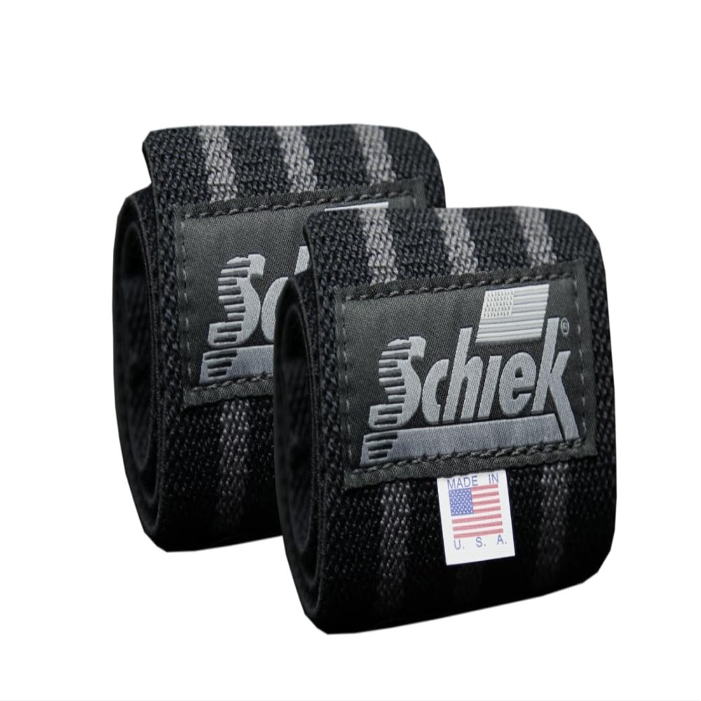 Schiek Sports Heavy Duty Wrist Wraps - Gym Workouts Wrist Support - Black Out Line Wrist Wraps