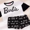 Barbie Womens Pajama Set | Ladies White Cropped T-Shirt & Black Elasticated Shorts Complete PJs | Fashion Doll Sleepwear view 3