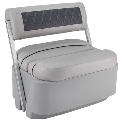 DeckMate Complete Luxury Flip Flop Pontoon Boat Seat and Base - Charcoal and Gray