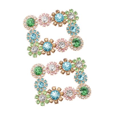 2pcs Elegant Rhinestone Shoe Clips Crystal Flower Buckles for Women Stylish Bridal Shoe Jewelry Decoration for Weddings and Special Occasions