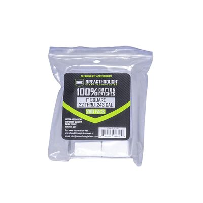 Breakthrough Clean Technologies Cotton Patches, 1" Square, .22 Thru .243 Caliber, 200-Pack