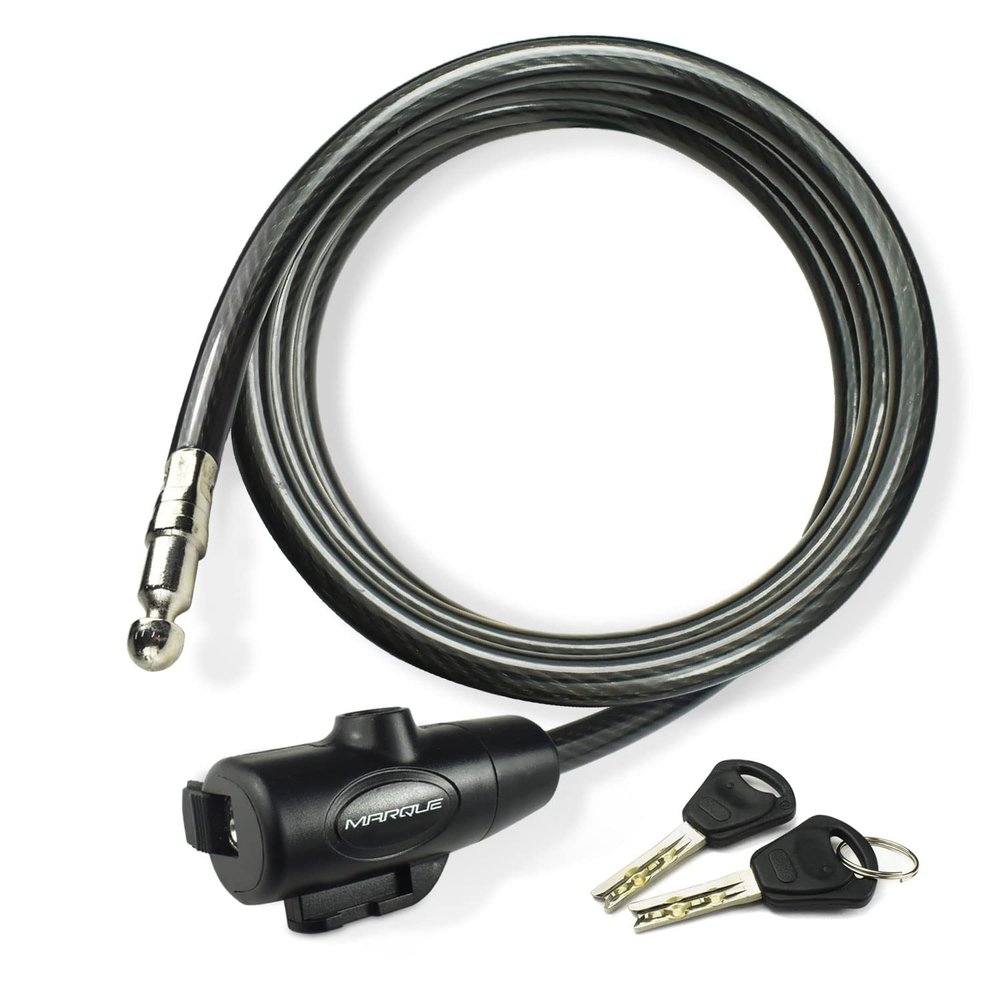 MARQUE Bike Lock with Key 7FT 3/8 Straight Cable Locks with Keys, Anti-Theft Security Cable for Bicycles, Scooters, Kayaks, Paddle Boards, Gates