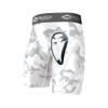 Shock Doctor Compression Short Underwear with BioFlex Cup. Athletic Support, White Camo, Adult, S view 1