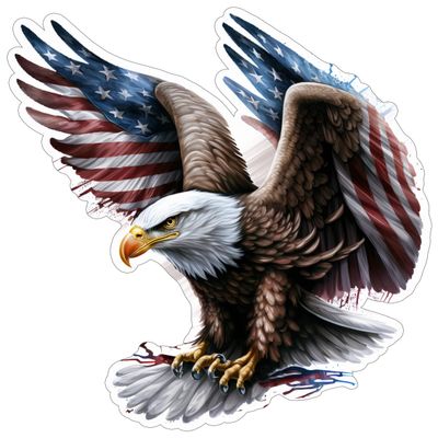 American Eagle Sticker 4 Inches - Patriotic USA Vinyl Decal - Weatherproof, Outdoor Glossy Vinyl Bumper Sticker - Proudly Made in The USA