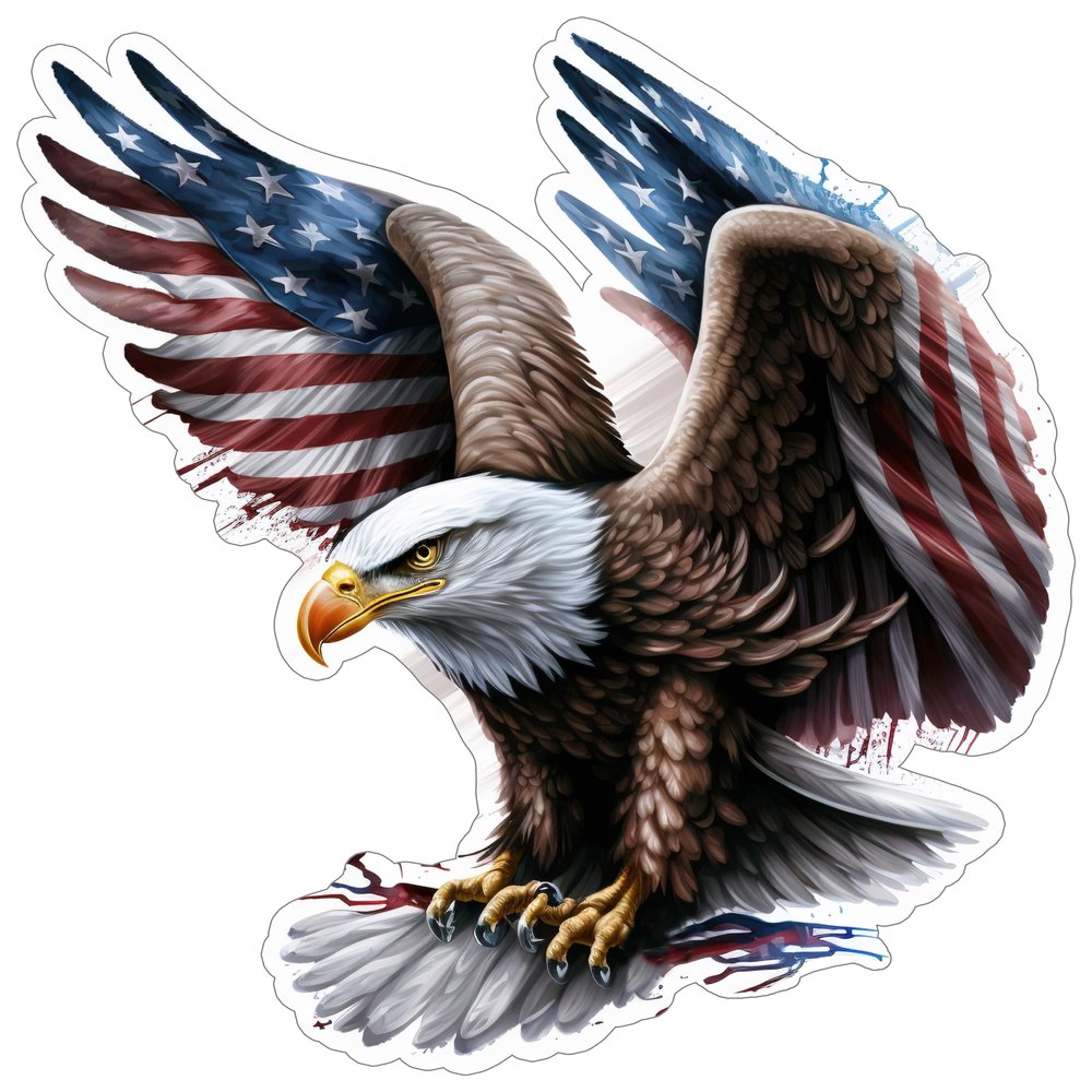 American Eagle Sticker 4 Inches - Patriotic USA Vinyl Decal - Weatherproof, Outdoor Glossy Vinyl Bumper Sticker - Proudly Made in The USA
